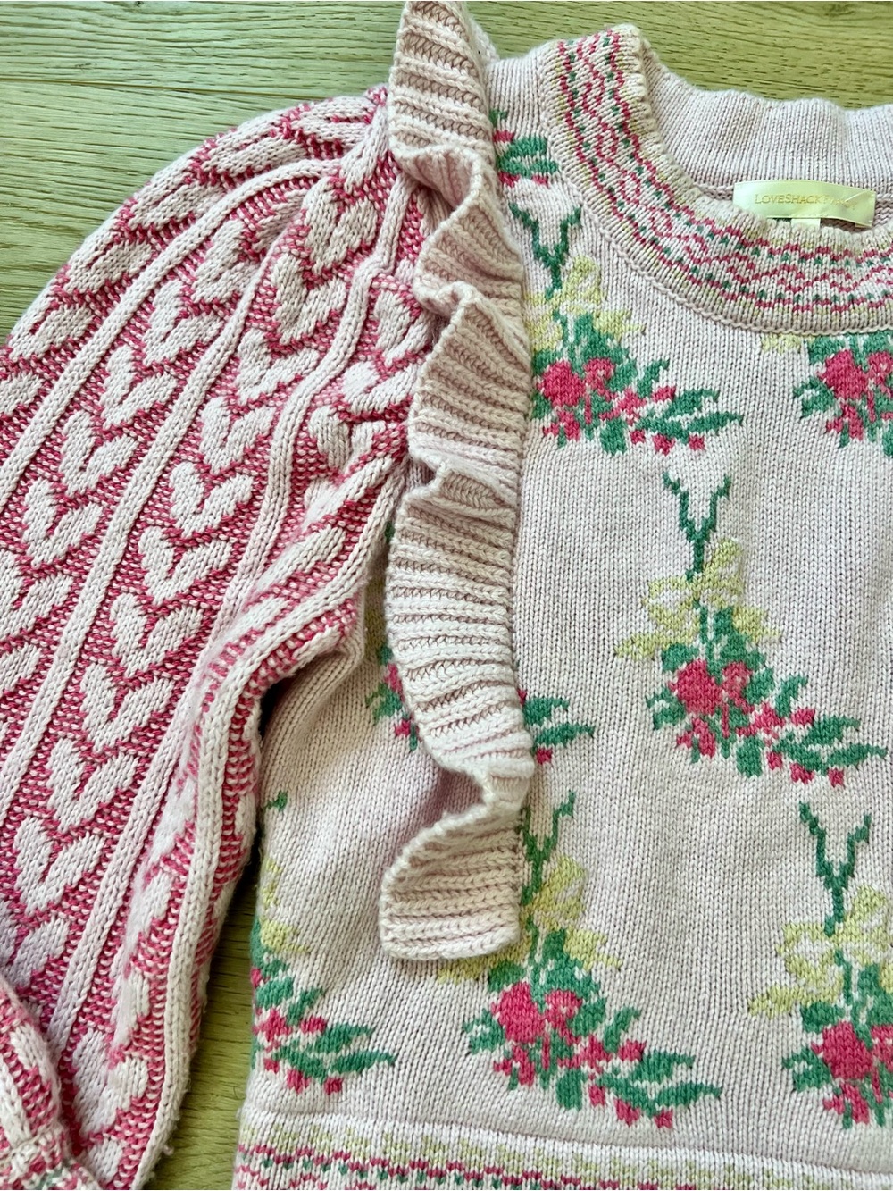 LoveShackFancy Pink and Green Knit Sweater - Picture 7 of 7